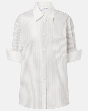 Acne Studios Camisa De Popelin De Algodon A Rayas - Blanco