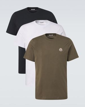 Moncler Set Of 3 Cotton Jersey T-Shirts - Green