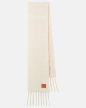 Loewe Fringed Mohair And Wool-Blend Scarf - White