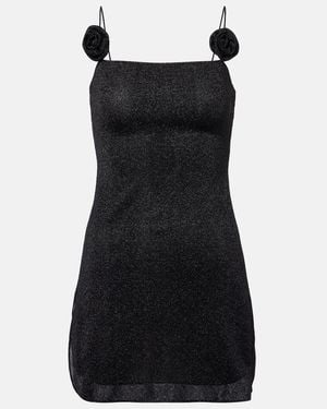 Oséree Lumiere Floral-Applique Minidress - Black