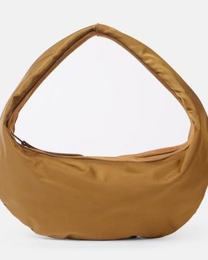 KHAITE Olivia Medium Suede-Trimmed Shoulder Bag - Brown