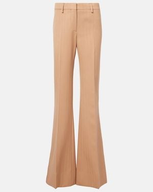 Stella McCartney Low-Rise Striped Wool Flared Trousers - Natural