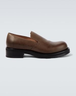 The Row Leather Slip-On Shoes - Brown