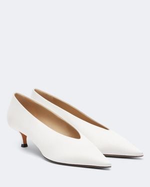 Le Monde Beryl Babouche Satin Pumps - White