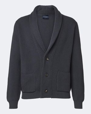 Thom Sweeney Ribbed-Knit Wool Cardigan - Blue