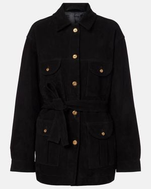 Blazé Milano Jacke Sahariana Aus Veloursleder - Schwarz