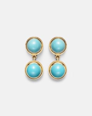 Ileana Makri Ohrringe Aus 18Kt Gelbgold Mit Tuerkis Und Tsavorit - Blau