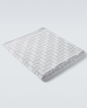Brioni Logo Cotton Terry Beach Towel - White