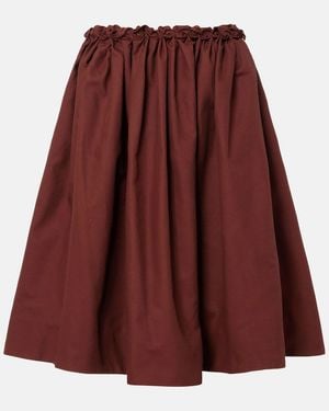 ShuShu/Tong Ruffled Cotton Midi Skirt - Red
