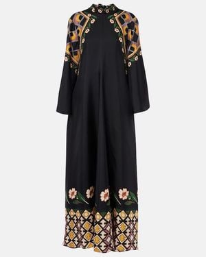 La DoubleJ Magnifico Printed Silk Twill Maxi Dress - Black