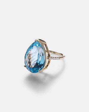 Mateo 14Kt Ring With Topaz And Diamonds - Blue
