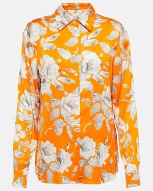 Erdem Lillia Floral Satin Blouse - Orange