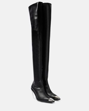 David Koma Logo Over-The-Knee Boots - Black