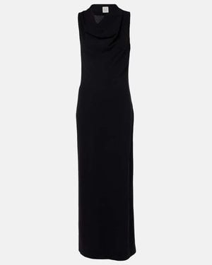 TOTEME Draped Wool-Blend Maxi Dress - Black