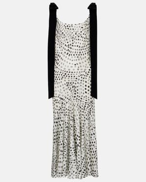 Nina Ricci Polka-Dot Satin Midi Dress - White