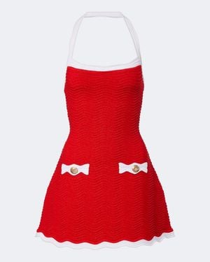 retroféte Ondina Ribbed-Knit Minidress - Red