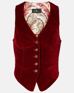 Etro Cotton Velvet Vest - Red