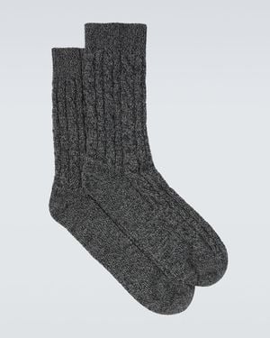 Loro Piana Treccia Cable-Knit Cashmere Socks - Grey
