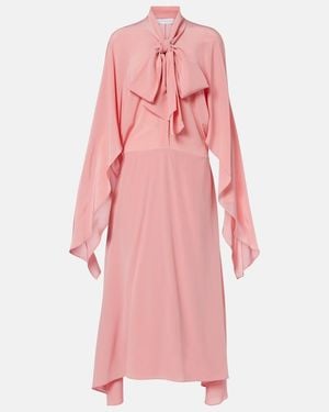 Stella McCartney Tie-Neck Silk Midi Dress - Pink