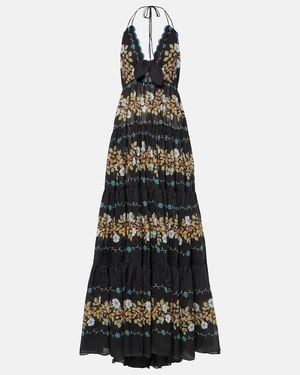 Etro Floral Tiered Cotton Gown - Black