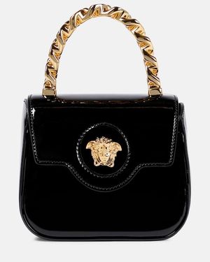 Versace Tote Bag La Medusa Mini Aus Lackleder - Schwarz