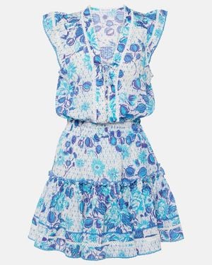 Poupette Anais Printed Cotton Minidress - Blue