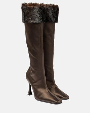 Magda Butrym Faux Satin Knee-High Boots - Brown