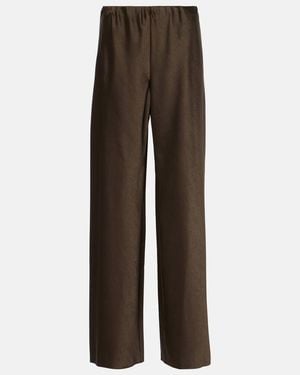 Vince Fluid Satin Straight Trousers - Brown