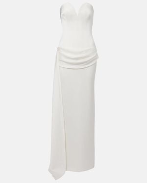 Alex Perry Bridal Draped Strapless Gown - White