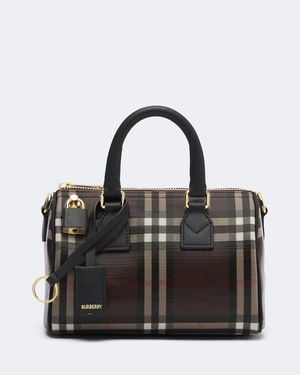 Burberry Bowling Bag Check Mini Aus Canvas - Schwarz