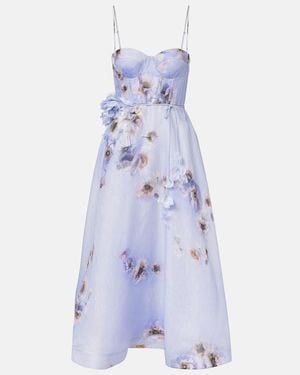 Zimmermann Lilac Linen And Silk Dress - Blue