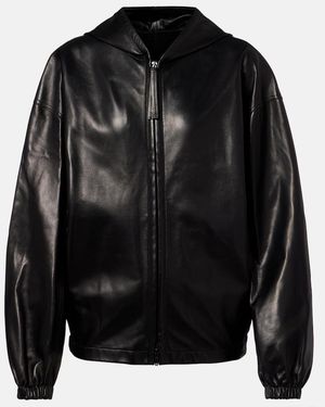 Phoebe Philo Hooded Leather Bomber Jacket - Black
