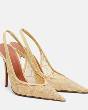 AMINA MUADDI Anok Leather-Trimmed Lace Slingback Court Shoes - Natural