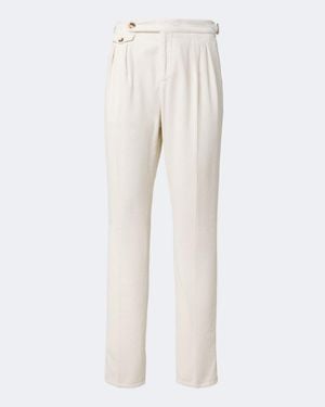 Brunello Cucinelli Pleated Cotton Corduroy Straight Trousers - White