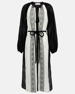 Tory Burch Embroidered Linen Kaftan - Black