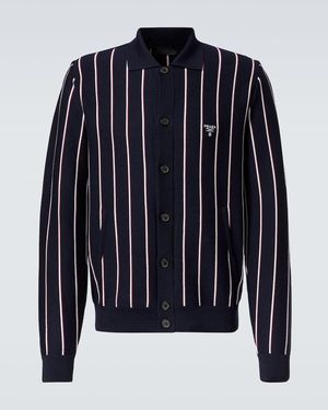 Prada Cardigan Aus Wolle Und Seide - Blau