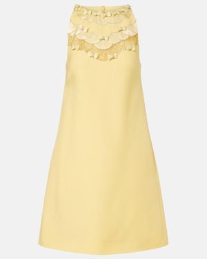 Valentino Crepe Couture Embellished Minidress - Yellow