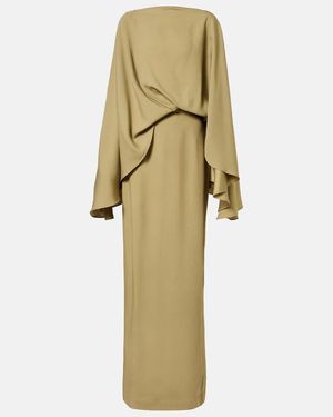 Taller Marmo Eolia Draped Crepe Cady Gown - Natural