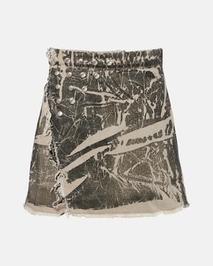 Rick Owens Sisysnap Distressed Denim Miniskirt - Gray