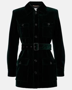 Saint Laurent Saharienne Cotton Velvet Jacket - Black