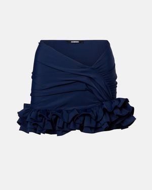 Jacquemus Falda Corta Playa De Jersey Con Volantes - Azul