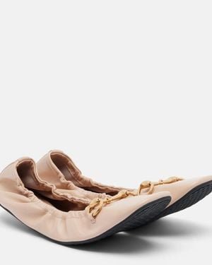 Gucci Bailarinas Prima De Piel Con Horsebit - Marrón