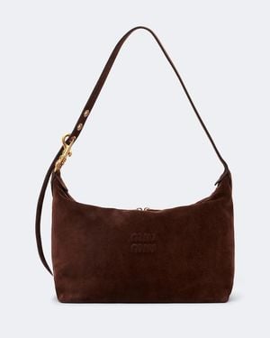 Miu Miu Schultertasche Spirit Medium Aus Veloursleder - Braun