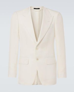 Tom Ford Shelton Wool, Silk, And Linen Blazer - White
