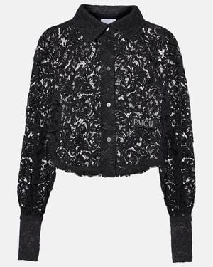 Patou Cropped Lace Blouse - Black