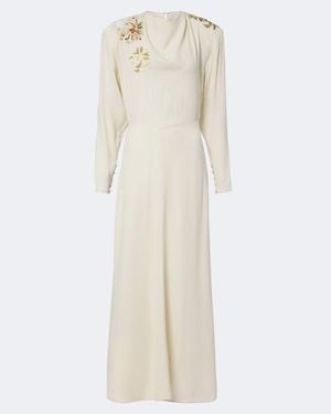 Isabel Marant Samsha Embellished Crepe Maxi Dress - Natural