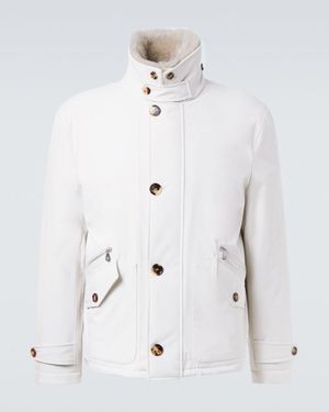 Brunello Cucinelli Shearling-Lined Jacket - White