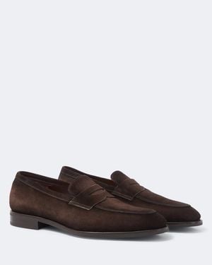 Santoni Gregor Suede Penny Loafers - Brown