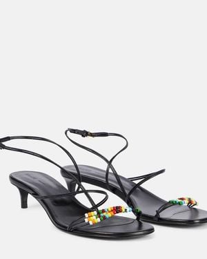 KHAITE Loop 35 Beaded Leather Sandals - Metallic