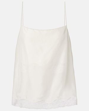 Dorothee Schumacher Playful Volumes Lace-Trimmed Silk Top - White